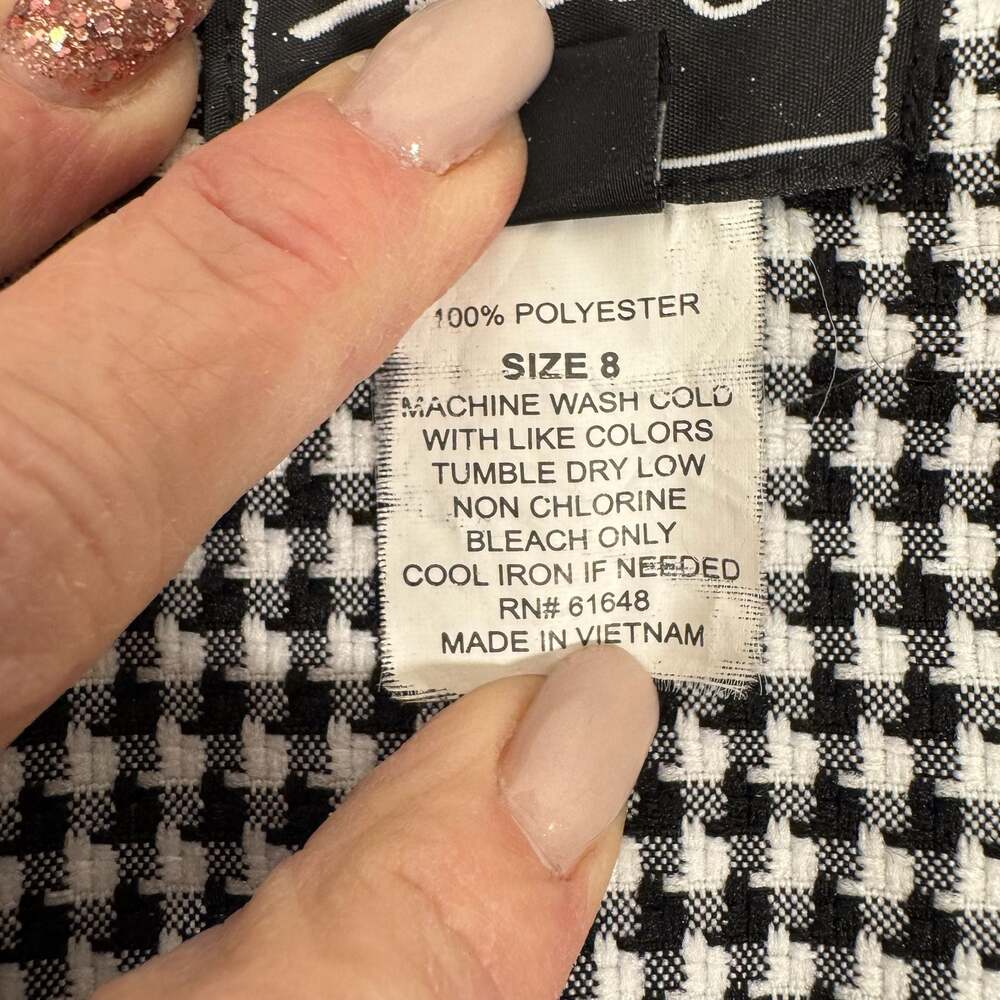 Vintage Sweet Suit Black White Houndstooth Skirt Suit Set Size 8 - Picture 4 of 14